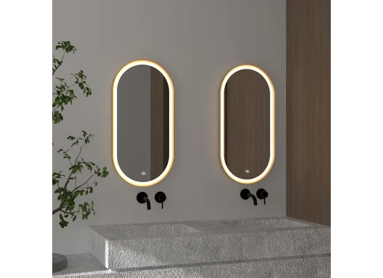 Image for Oceana Lunar Pill LED Illuminated Mirror Brass 500x800mm