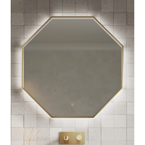Passa Octagonal Mirror 600x600 Brushed Brass