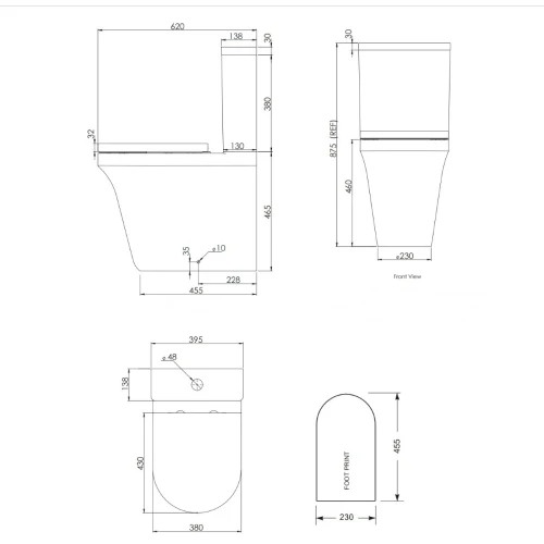 Aerial Comfort Height Closed Back Close Coupled Pan with Cistern