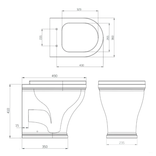 Tavistock Lansdown Rimless Back To Wall Pan