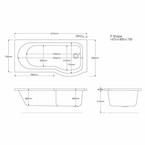 1675 x 800mm / Right