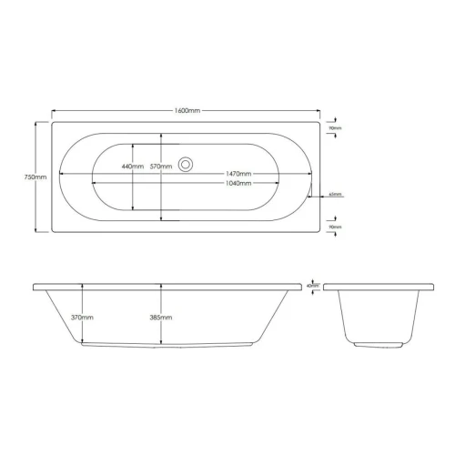 1600 x 750mm / Double Ended